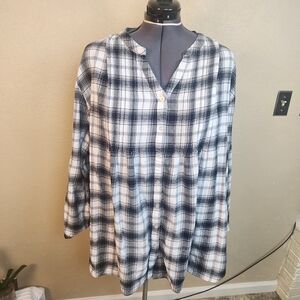 Woman Within Black and White Plaid Button-Front Top 5X (6317)